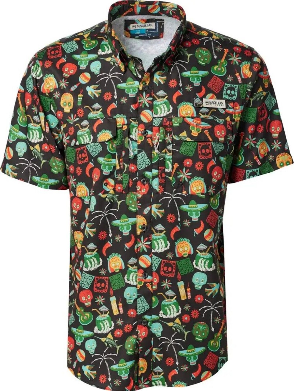 Magellan Day Of The Dead Graphic Print Short-Sleeve Shirt XS New